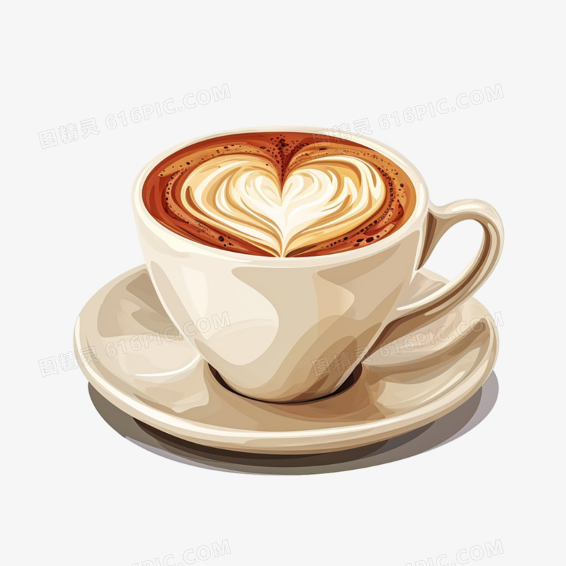 心形拉花咖啡免抠元素