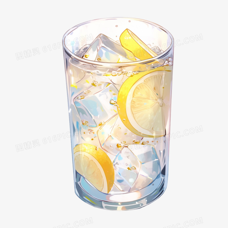 柠檬水玻璃杯免抠元素