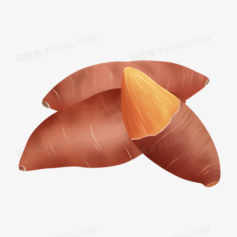手绘美食冬季烤地瓜素材