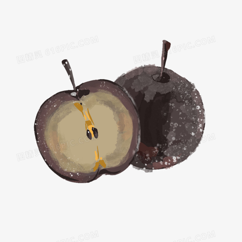 一组手绘哈尔滨特色美食合集元素冻梨