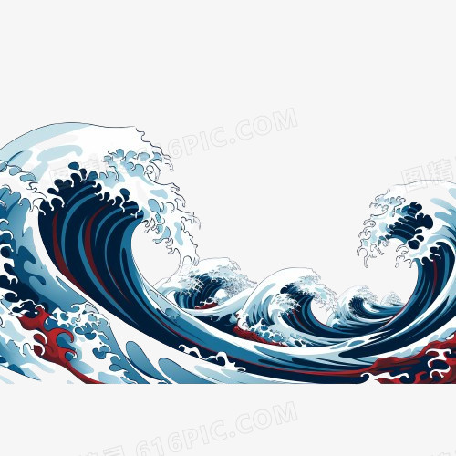 中式海浪波浪免抠素材