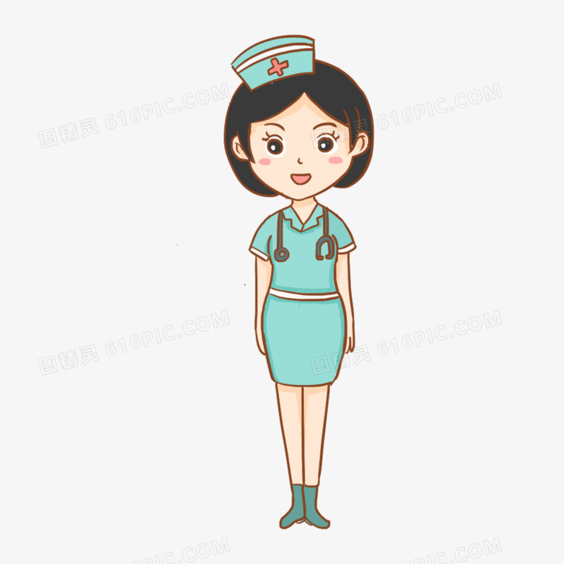 一组卡通q版女性职业形象套图素材护士
