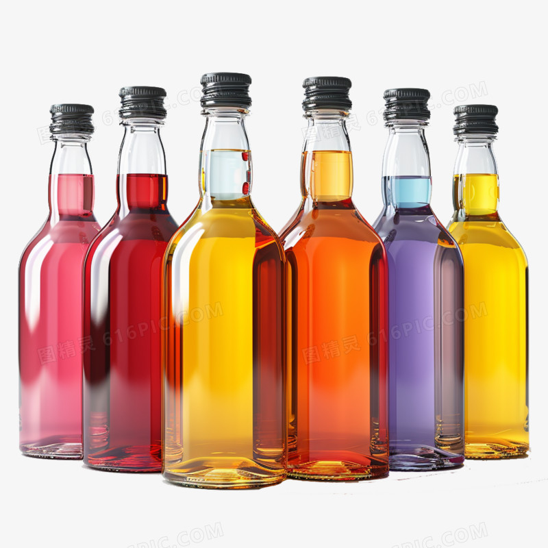3D立体彩色瓶子瓶盖免抠元素