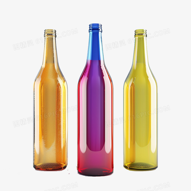 3D立体彩色瓶子免抠元素