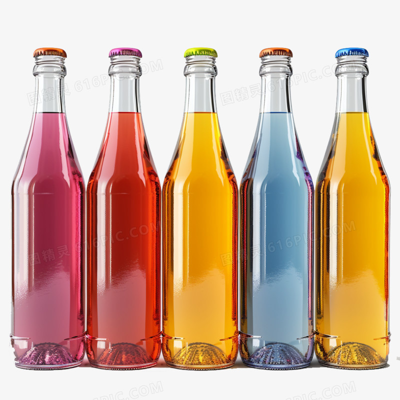 3D立体彩色绚丽瓶子免抠元素
