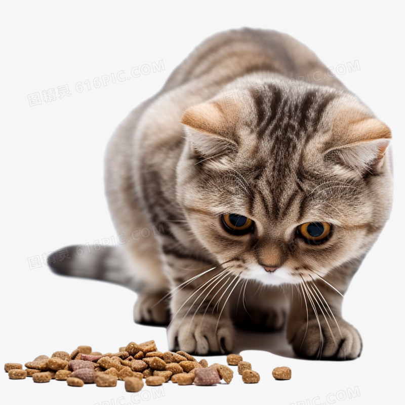 小猫吃猫粮免抠元素