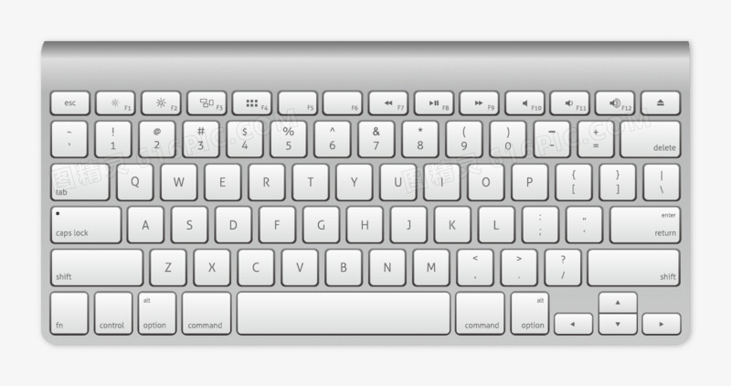 矢量手绘苹果白色键盘