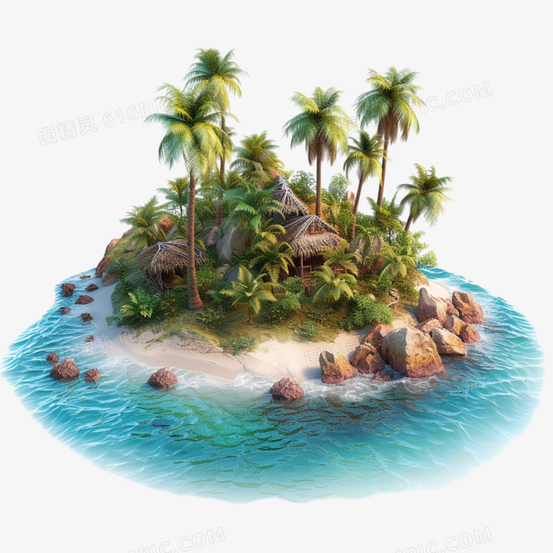 3D建模小岛免抠元素