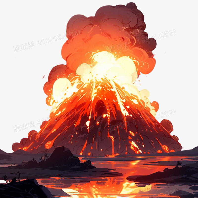火山喷发免抠元素