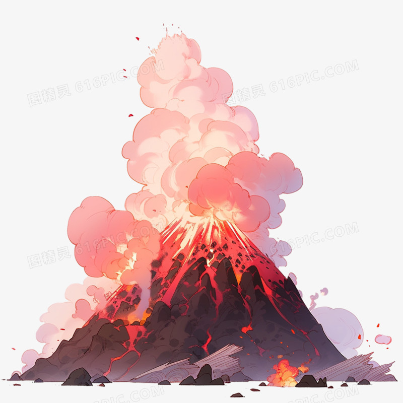 火山喷发免抠元素