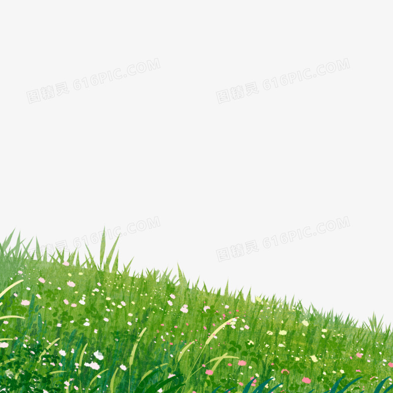 手绘水彩草地免抠元素