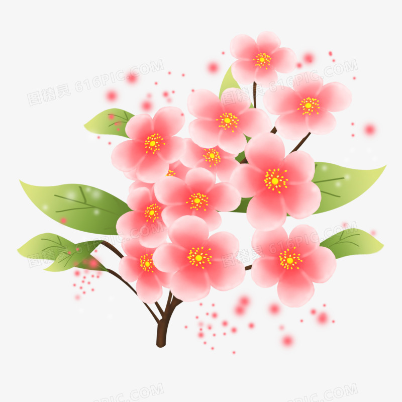 手绘插画桃花花朵元素