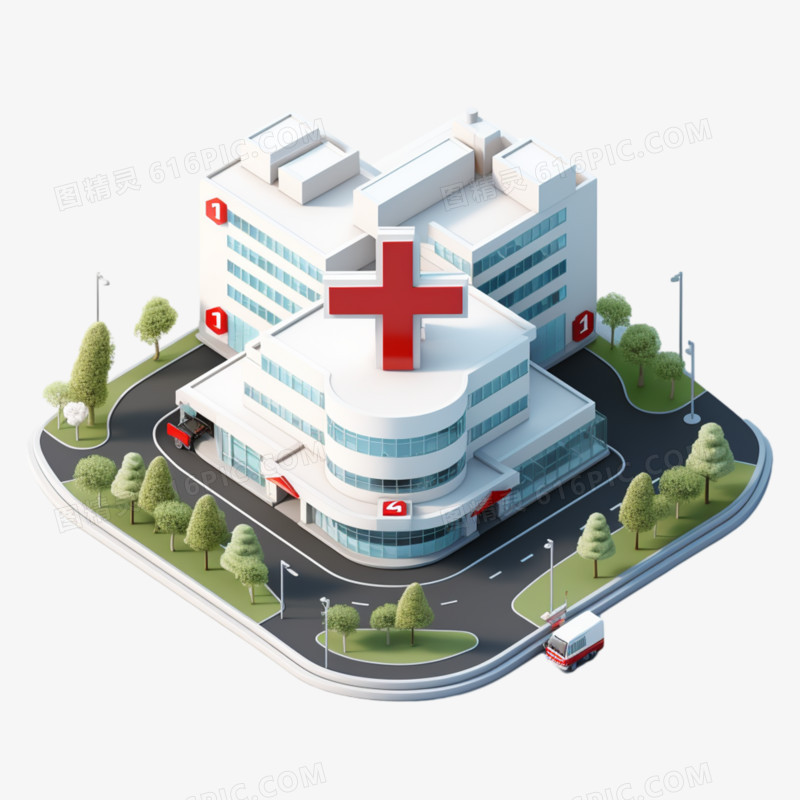 3D小型医院建模图免抠元素