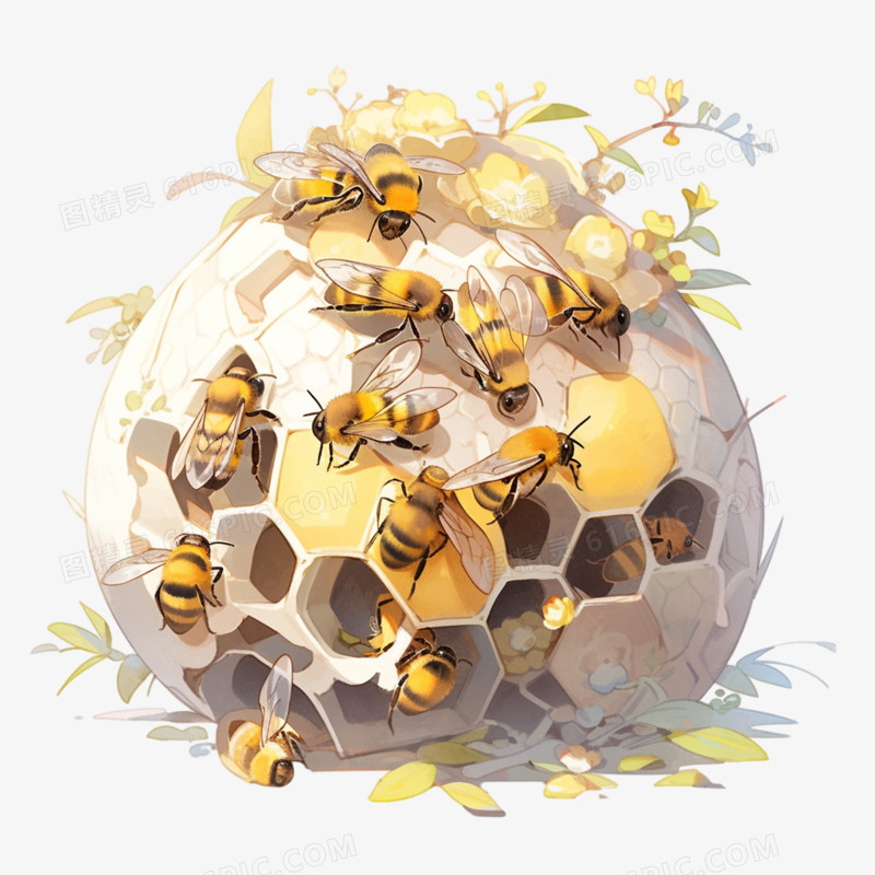 蜜蜂筑巢免抠元素