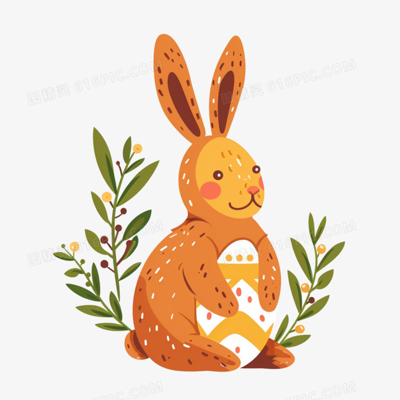 复活节兔子彩蛋插画免抠元素