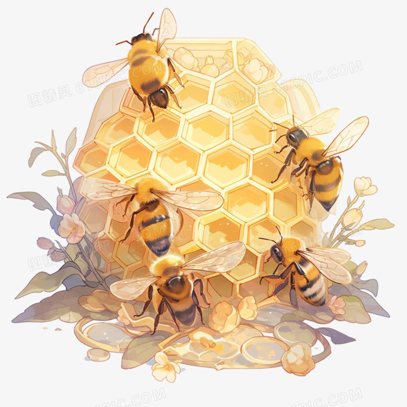 蜜蜂筑巢免抠元素