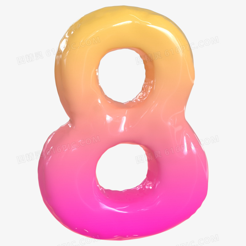 一组C4D彩色促销电商倒计时气球数字8合集元素