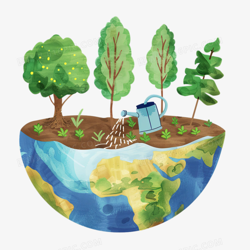 保护环境关爱地球植树节公益插画元素