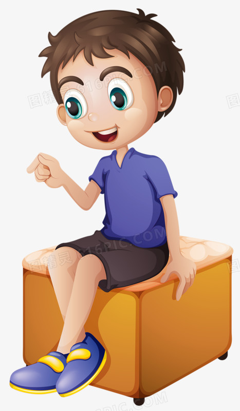 坐在凳子上的小男孩