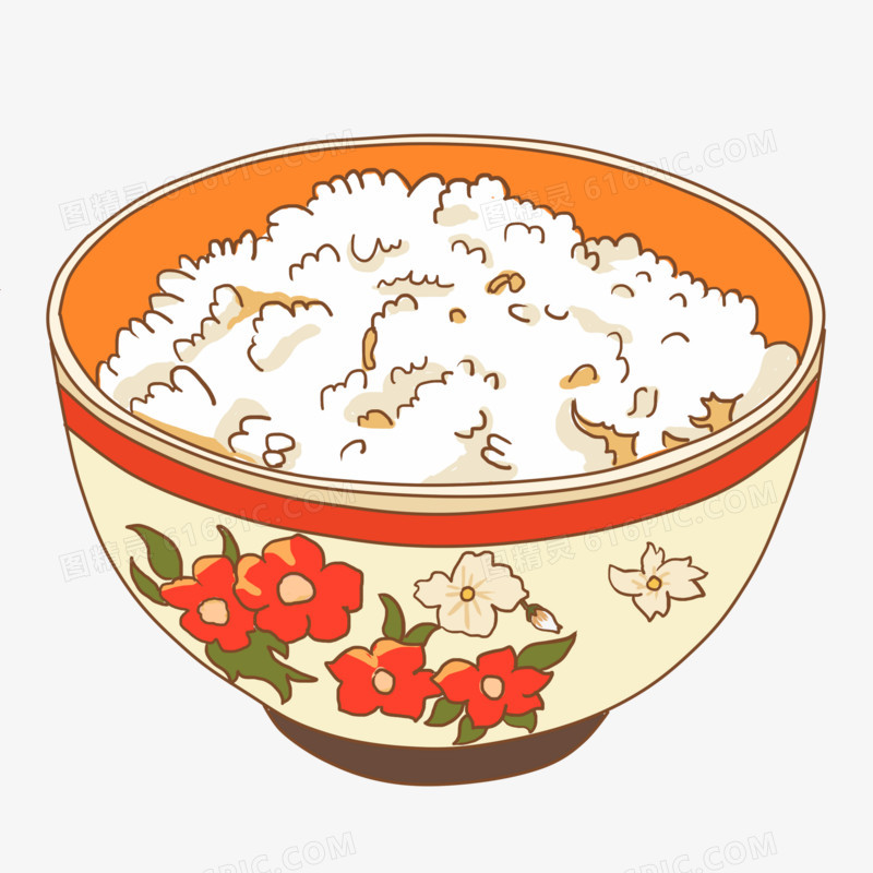 手绘卡通一碗米免抠元素
