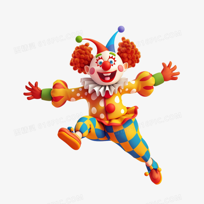 愚人节可爱搞笑的小丑形象3D元素