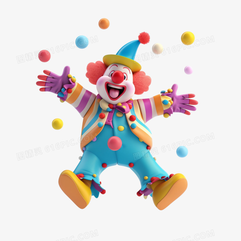 愚人节可爱搞笑的小丑形象3D元素