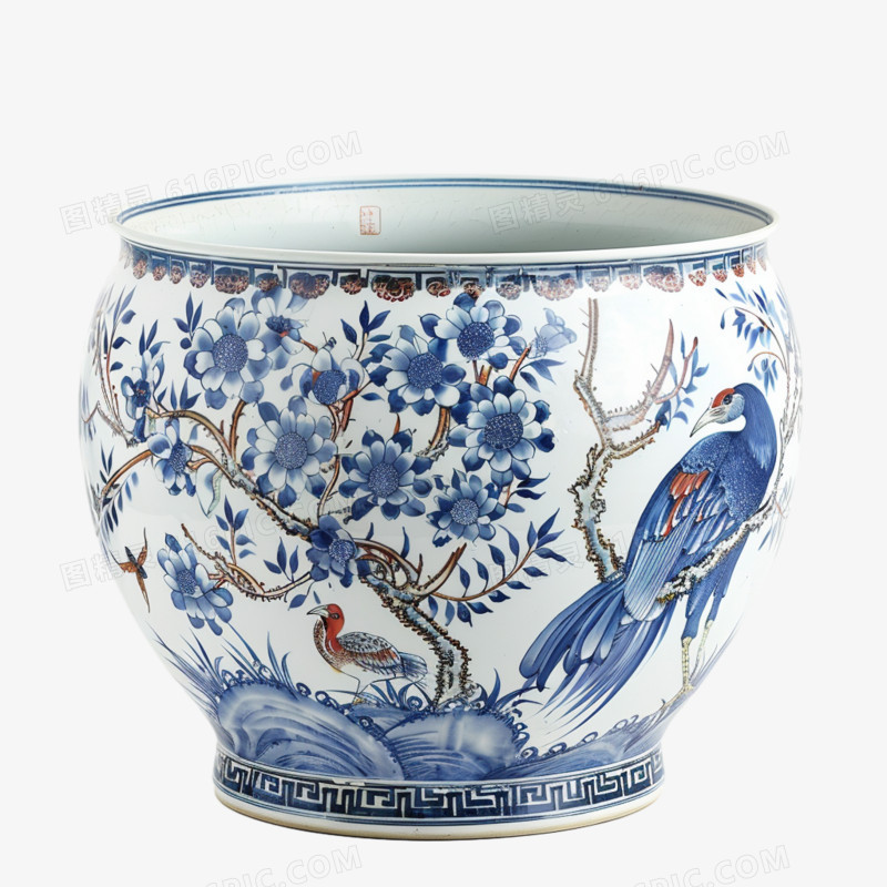 花鸟瓷器古董花瓶珍贵藏品免抠元素