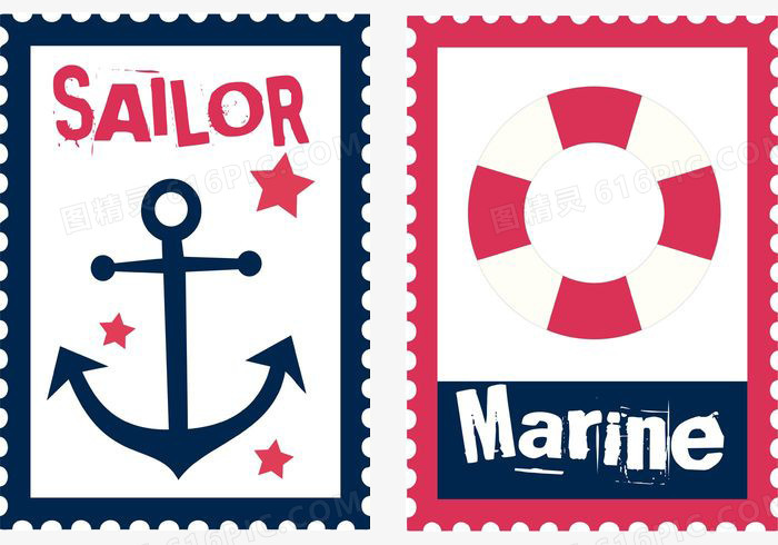 海军风邮票图案