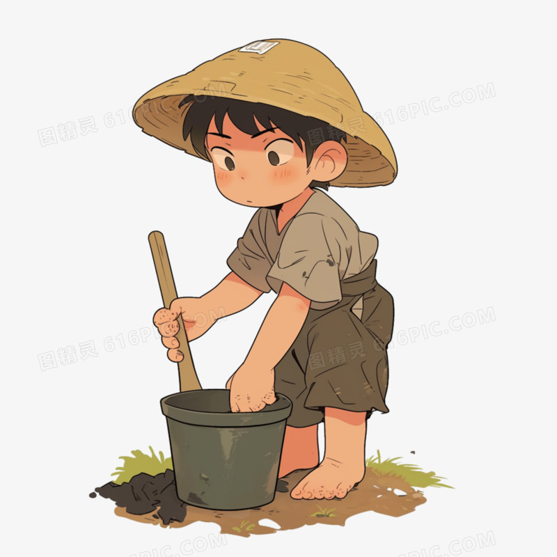 儿童劳动男孩务农免抠元素
