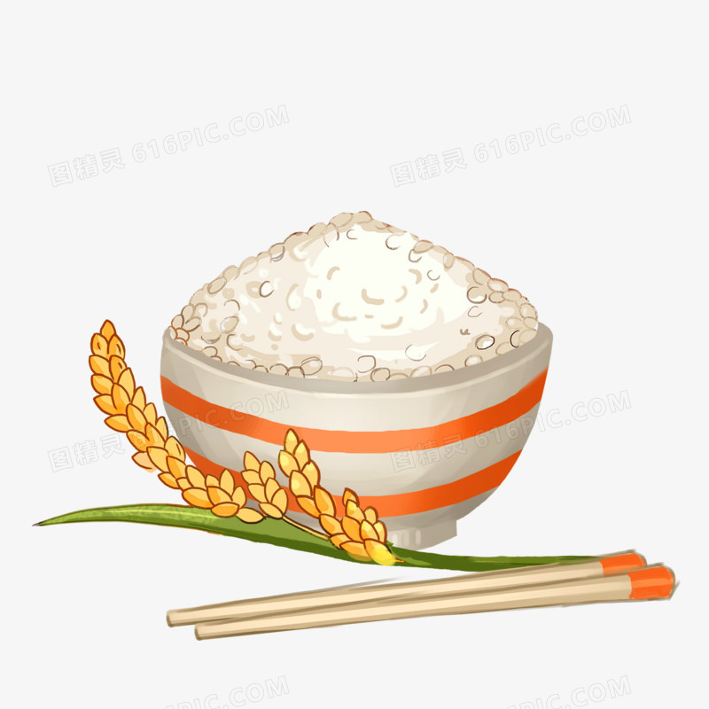 手绘一碗大米饭原创插画素材