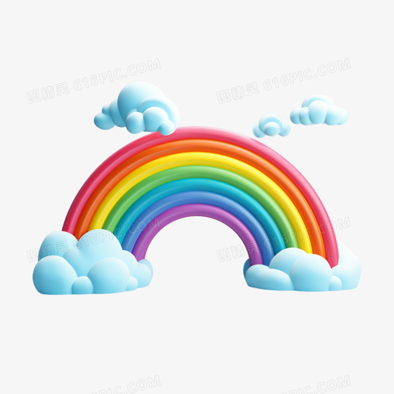 3D立体彩虹免抠元素
