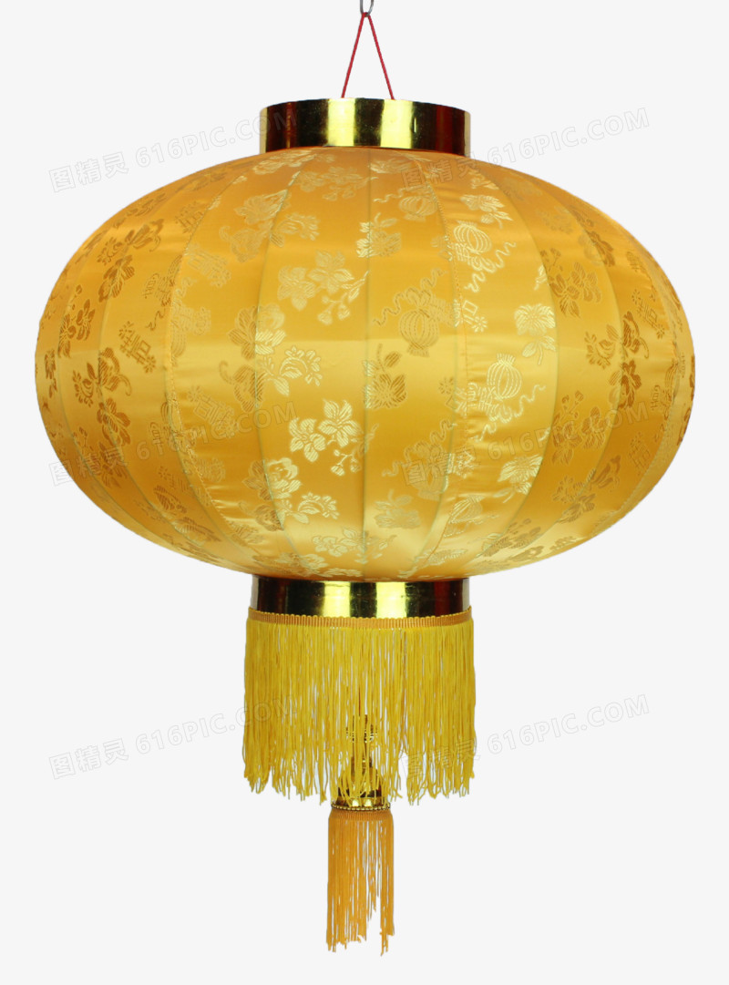 金色花纹黄色灯笼