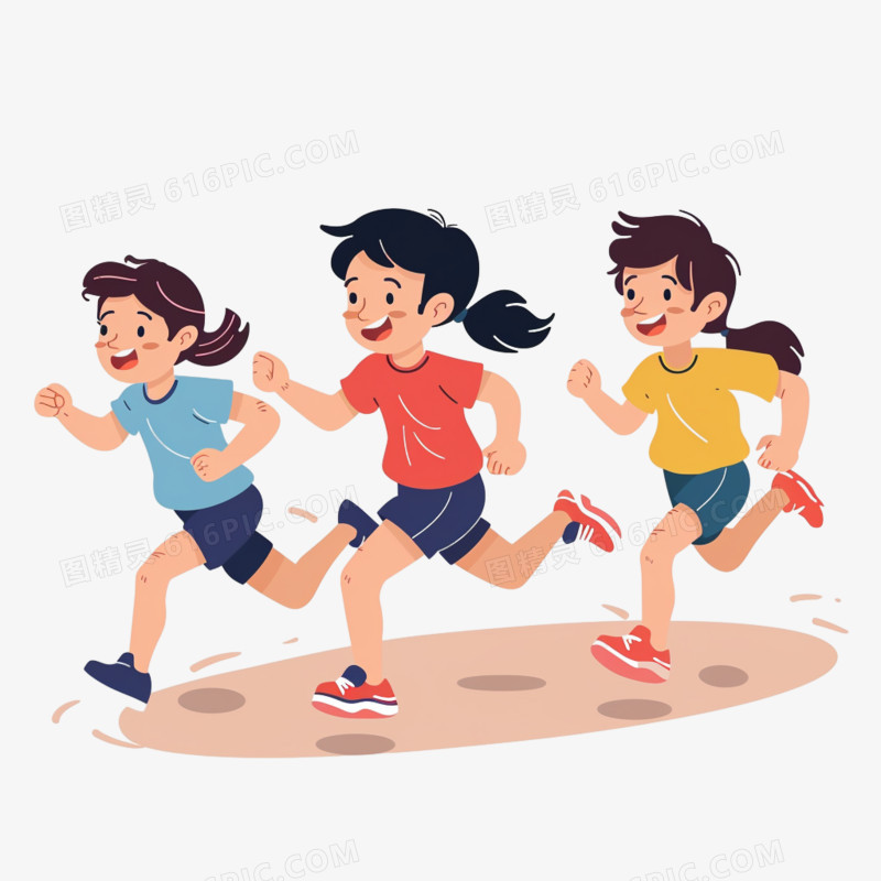 卡通儿童跑步比赛免抠元素