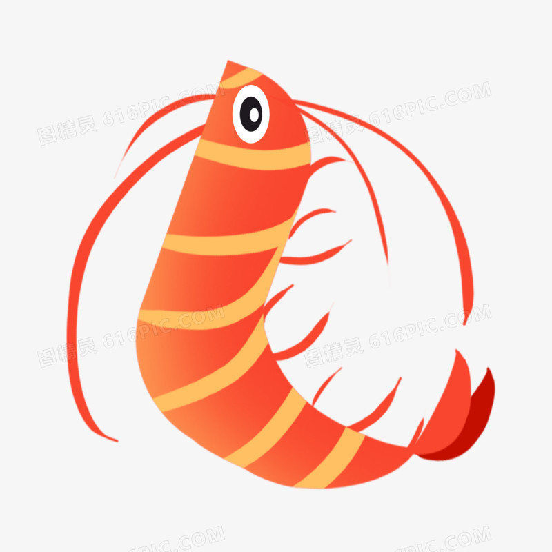一组海洋动物合集素材大虾