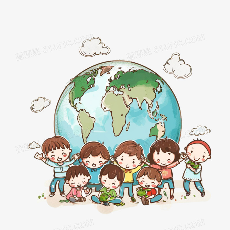 儿童保护地球免抠元素