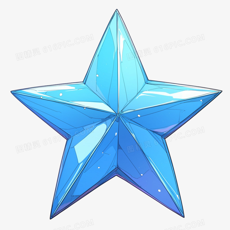 蓝色星星五角星免抠元素