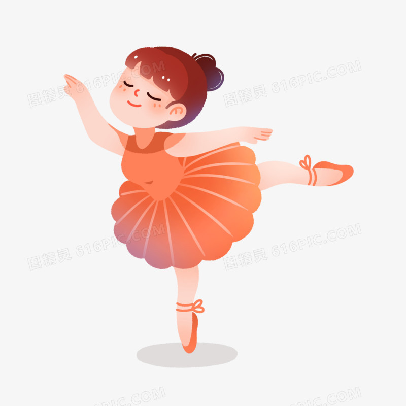 卡通可爱跳芭蕾舞的少女设计元素