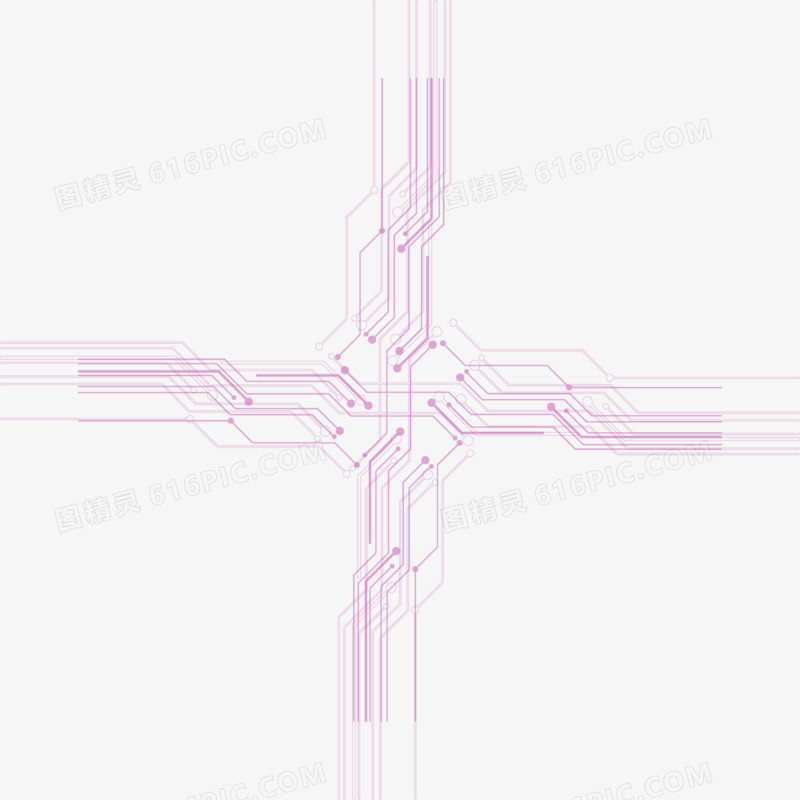 矢量手绘紫色科技线条