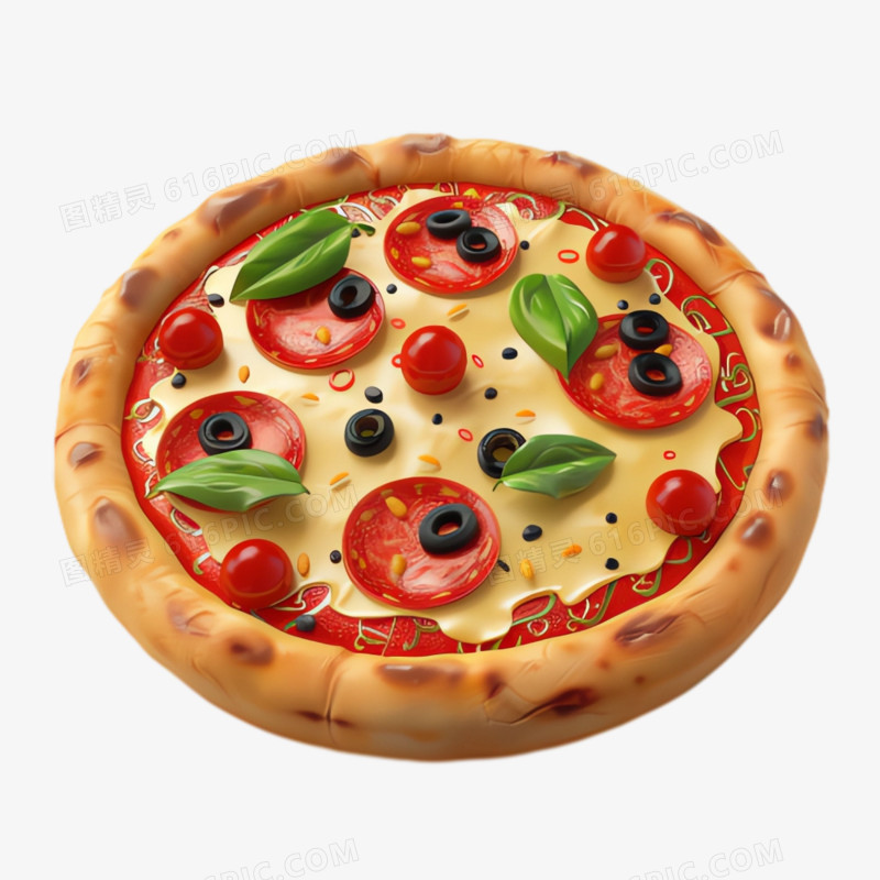 3D立体插画披萨免抠素材
