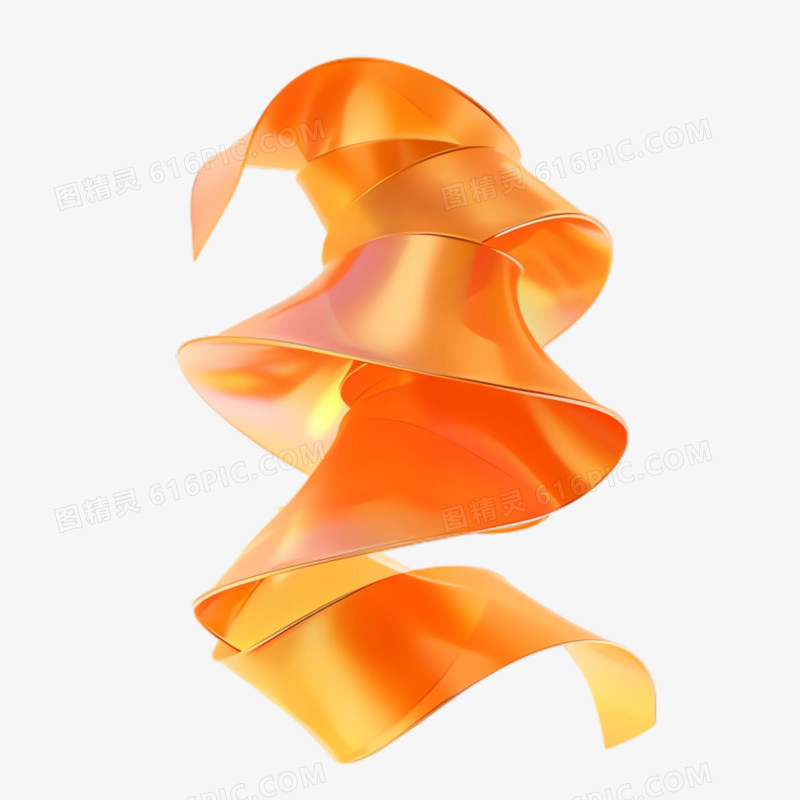 橙色缠绕的丝带免抠素材