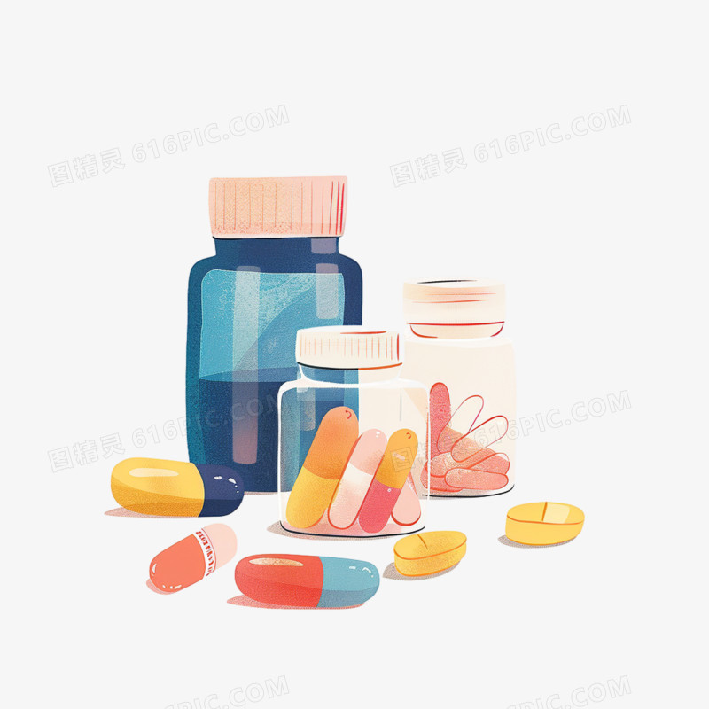 扁平药物药品免抠插画元素