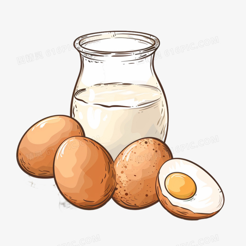 鸡蛋和牛奶免抠元素