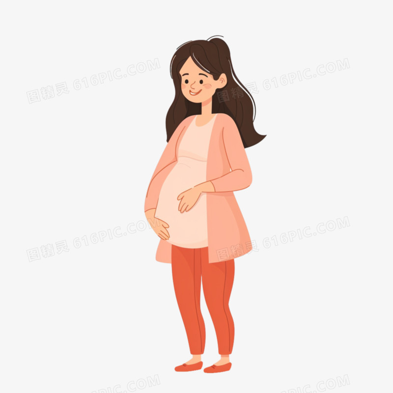 插画女性怀孕免抠元素