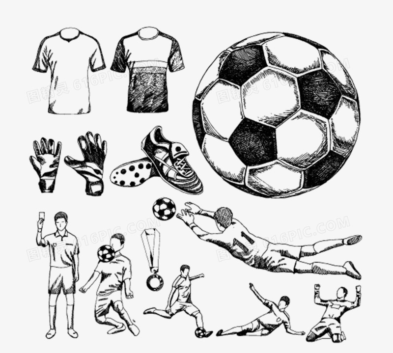 12款手绘足球元素