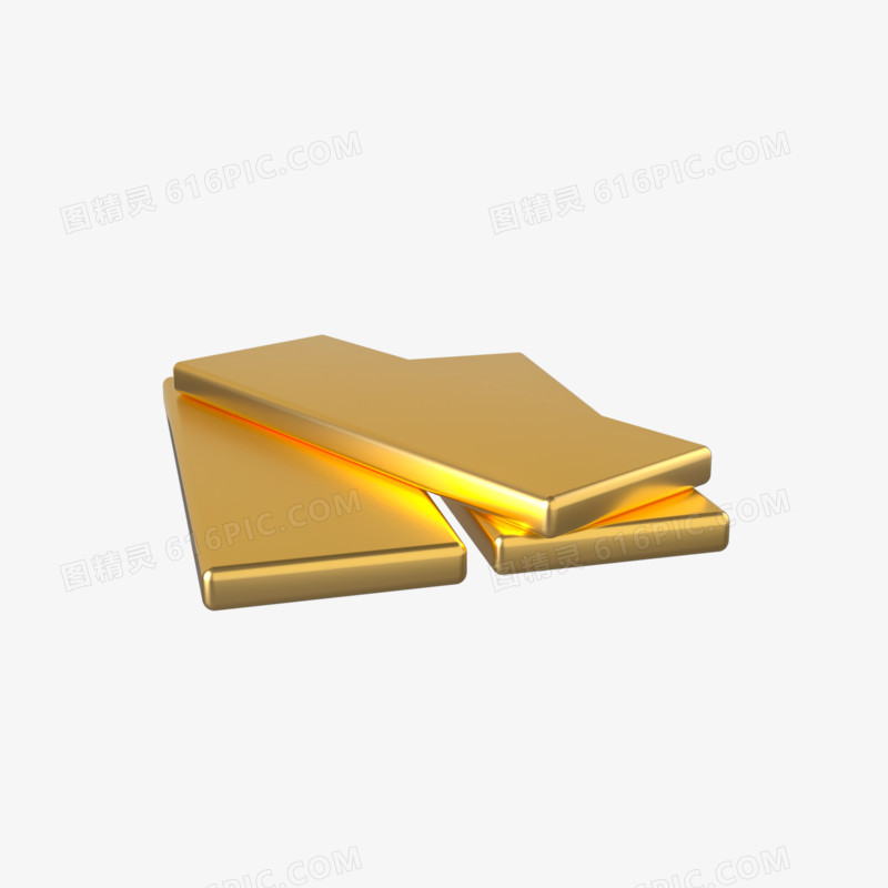 C4D立体金色黄金金条素材