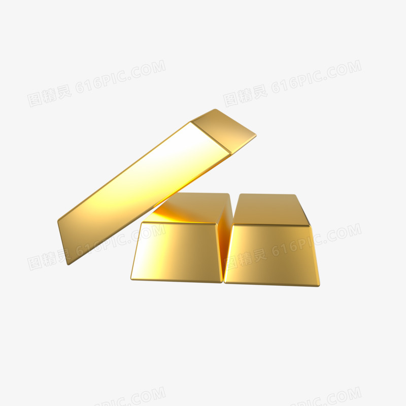 C4D立体金色黄金金条素材