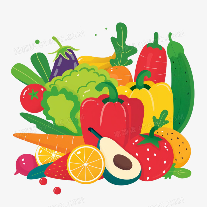 手绘蔬菜水果简约插画免抠元素