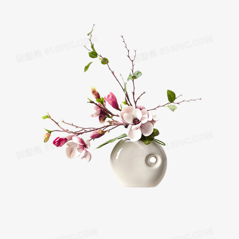 白陶瓷花瓶插花艺术