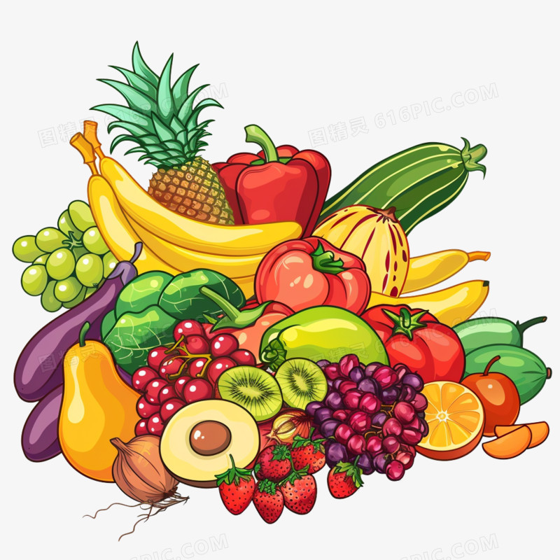 水果蔬菜堆买菜免抠元素