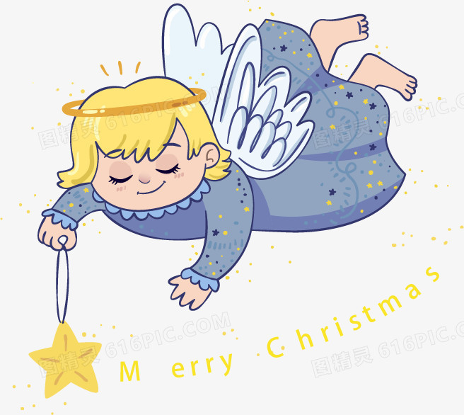 矢量卡通圣诞祝福小天使